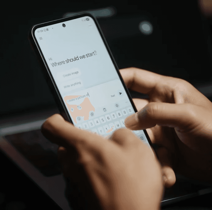 Person using an AI chatbot on a smartphone.