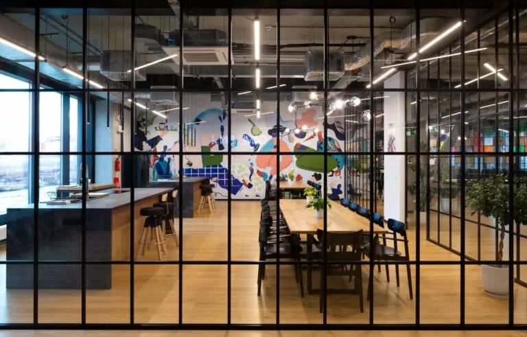 Communal student lounge with seating at student accommodation in Kraków
