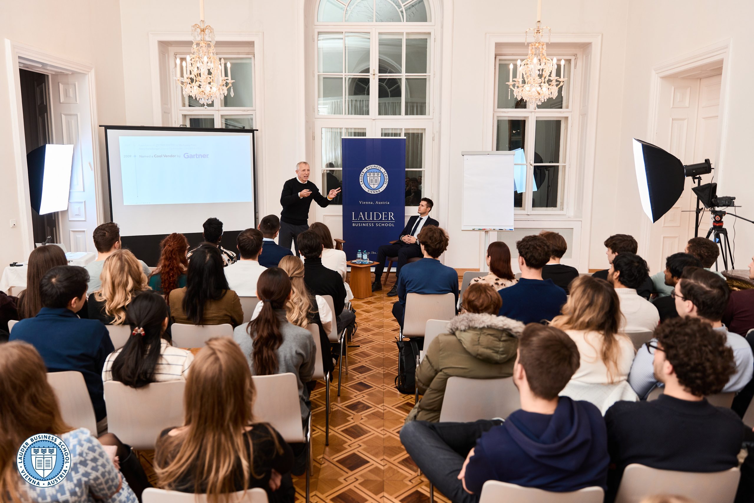 LBS students listening to Wolfgang Platz