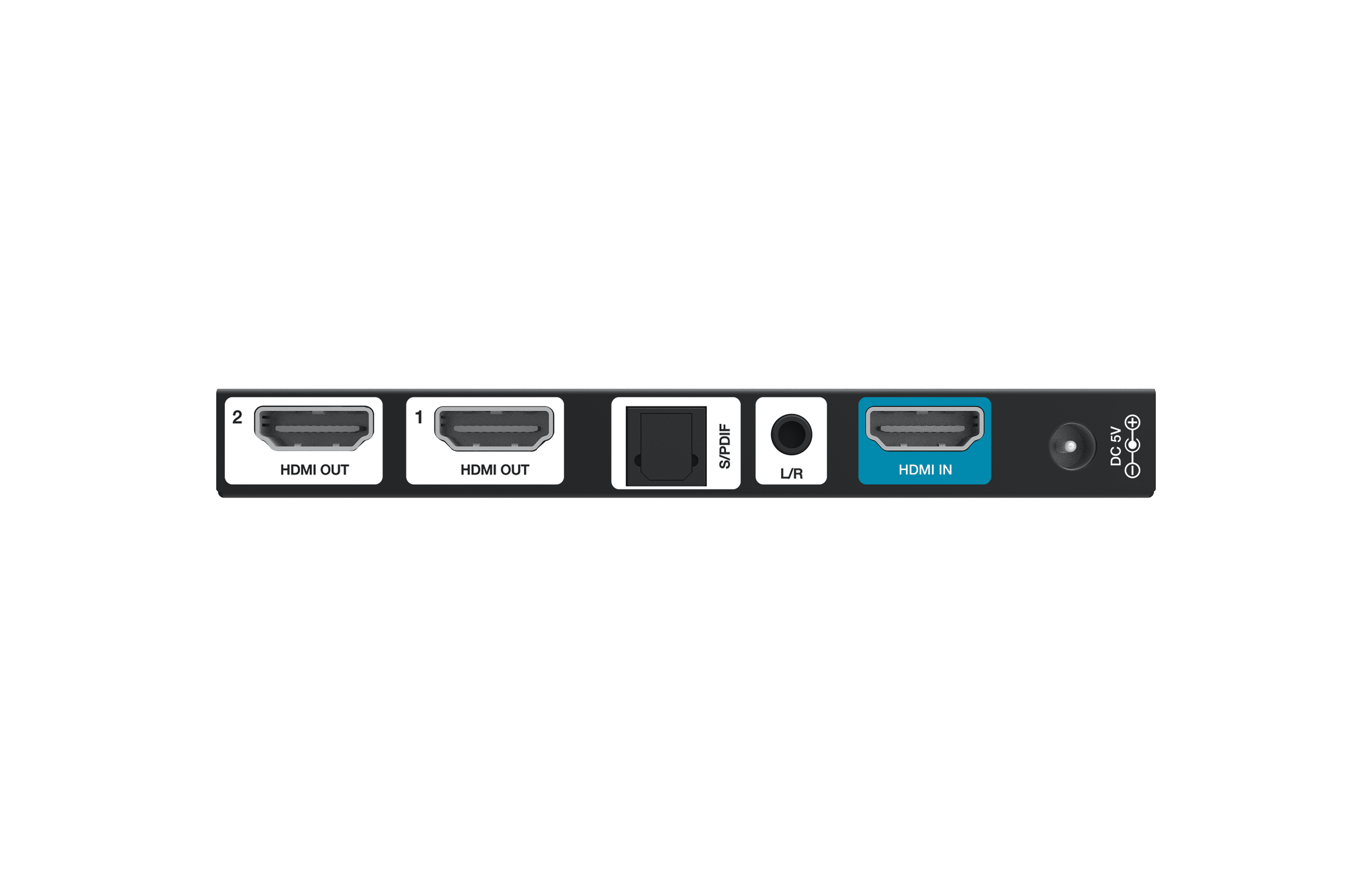Device ports: 2 HDMI OUT, S/PDIF, L/R, HDMI IN, DC 5V