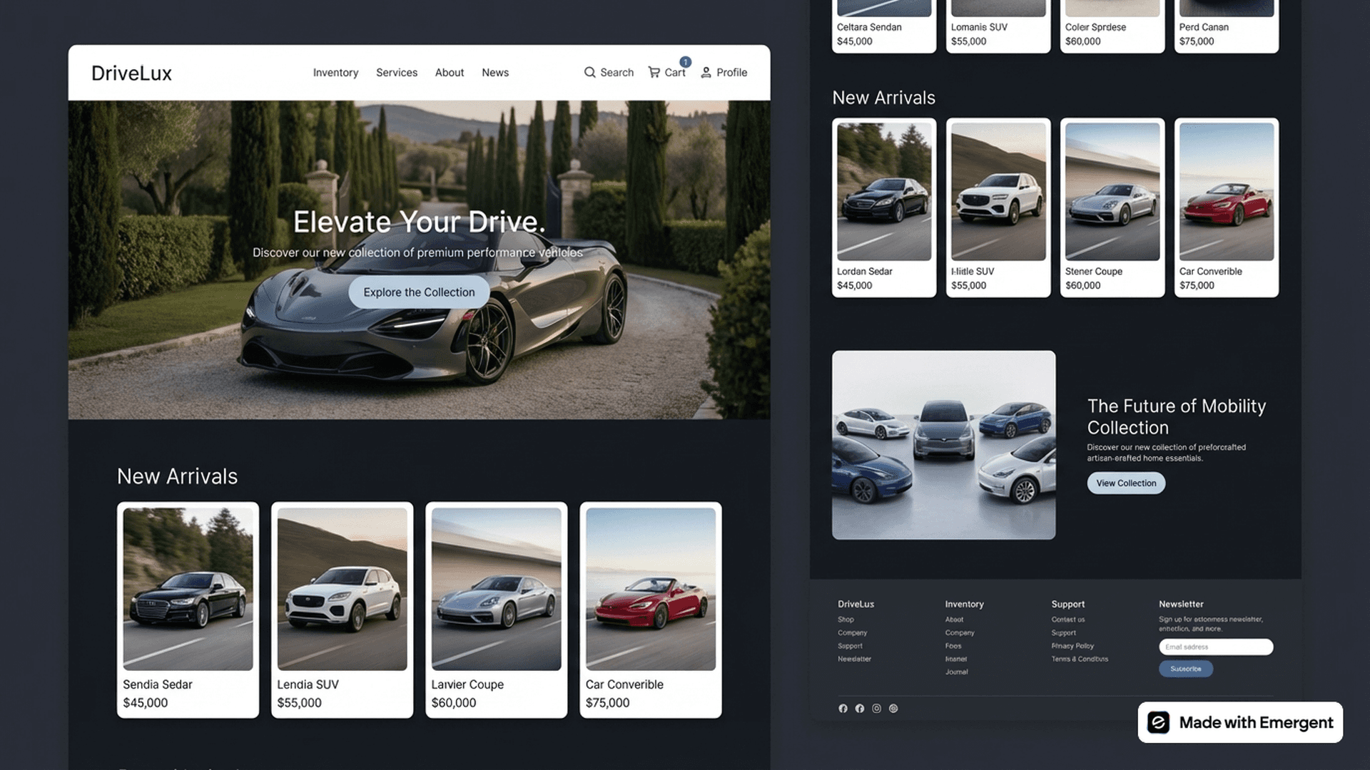 Car dealer website made with emergent