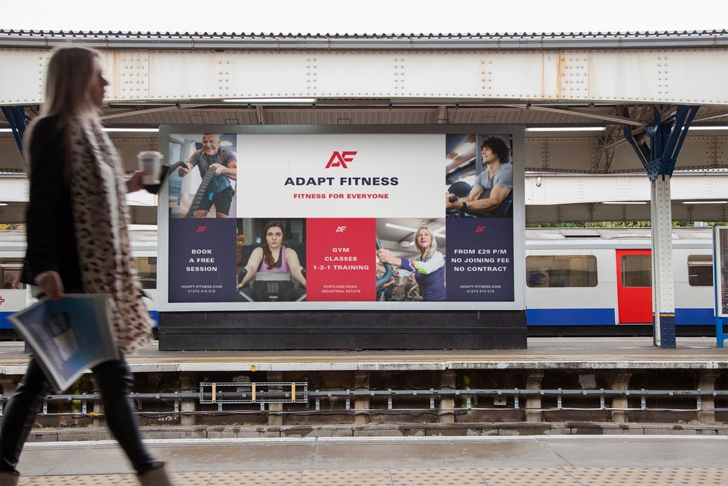 Fitness billboard in train station