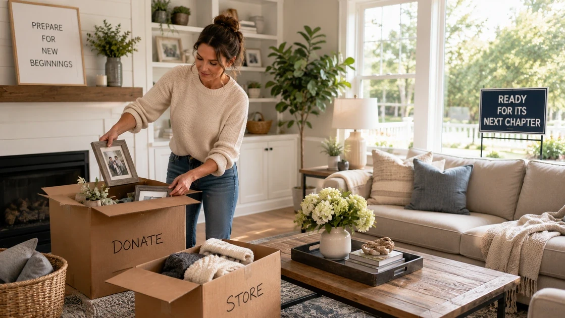 A real estate professional reviewing a digital pre-listing checklist for sellers on a tablet interface alongside a local homeowner in a bright kitchen.