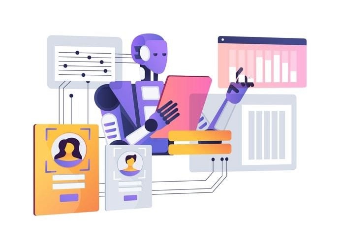 A futuristic concept of workforce staffing showcasing advanced technology.