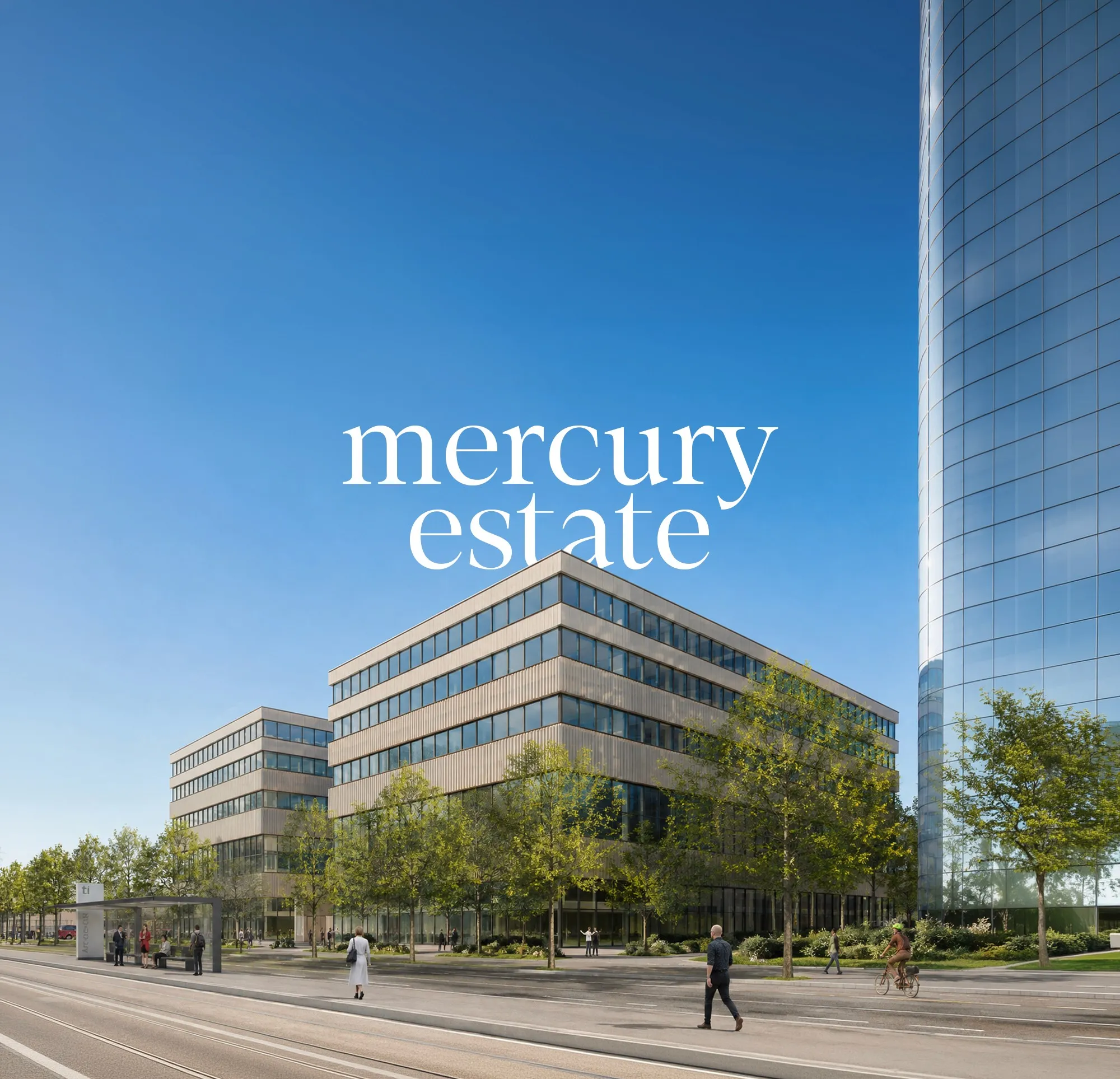 Header image of a building and “mercury estate” text