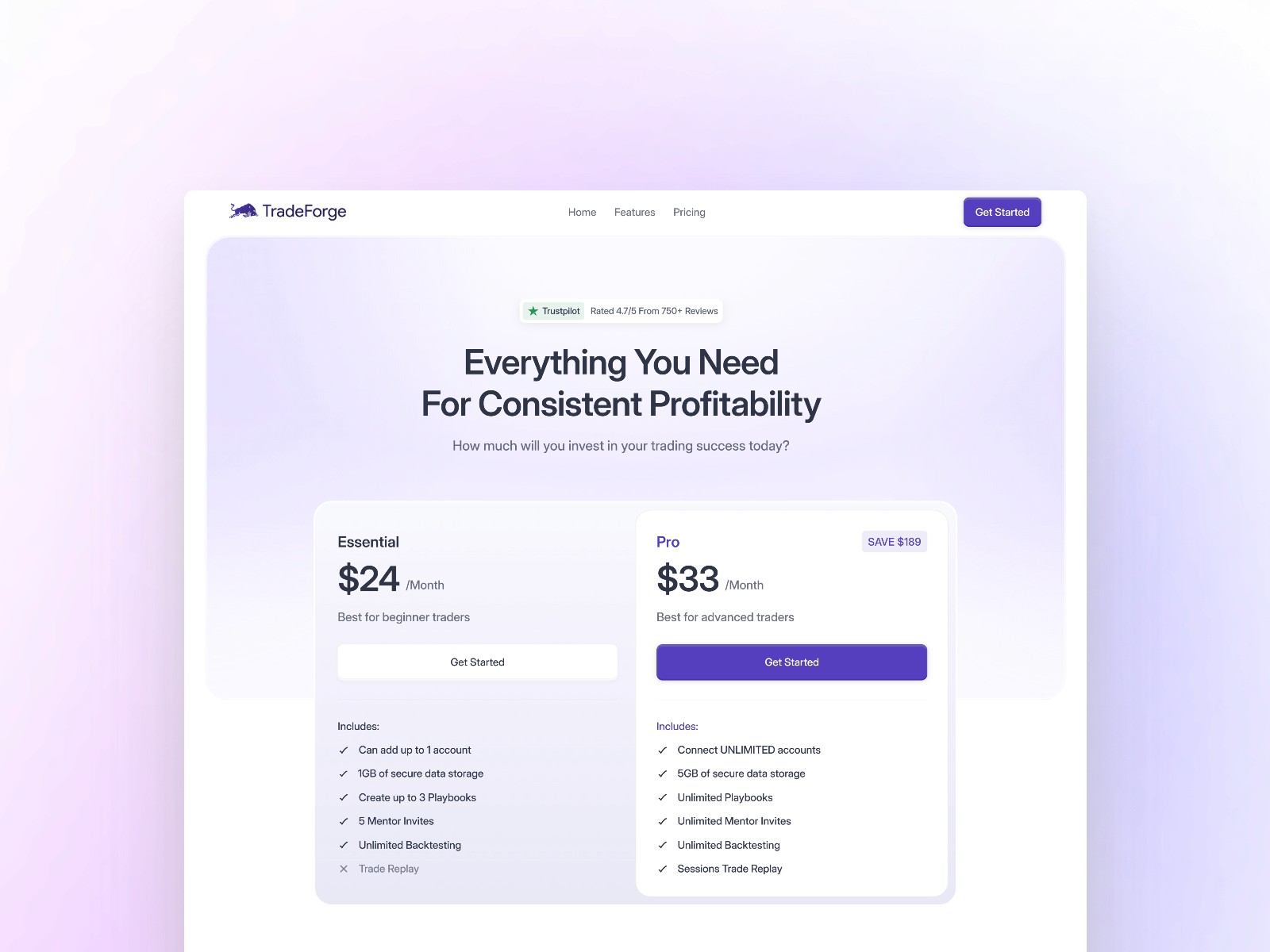 TradeForge — 极简现代 SaaS 产品官网设计灵感