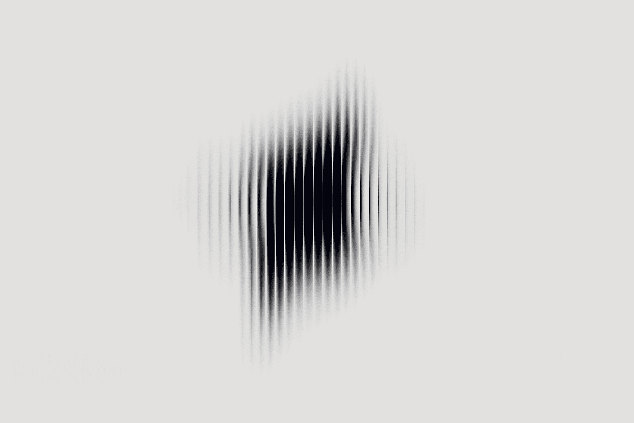 Abstract ripple-like design with black wavy lines fading into gray on a light gray background, evoking sound waves or vibrations.