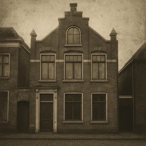 Oude foto van het historische pand van De Bonte Koe