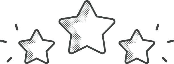 Three stars with a dotted pattern, symbolizing achievement and recognition.