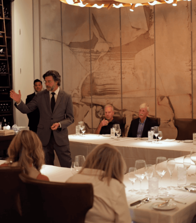 Video still of an event at a restaurant