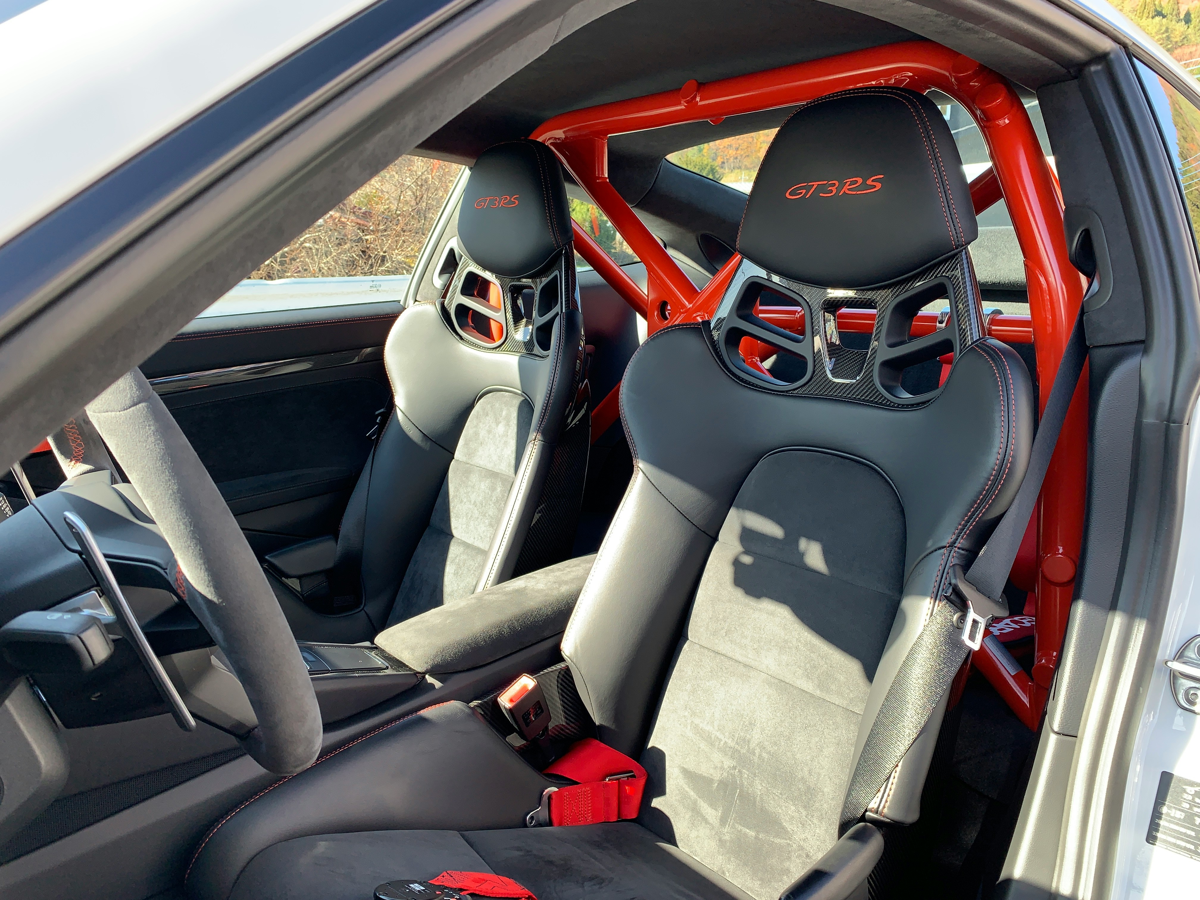 red and gray car seat