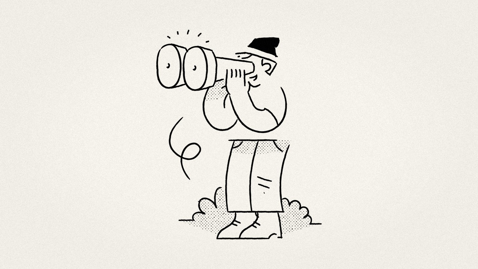 Man looking with binoculars to find hidden insights