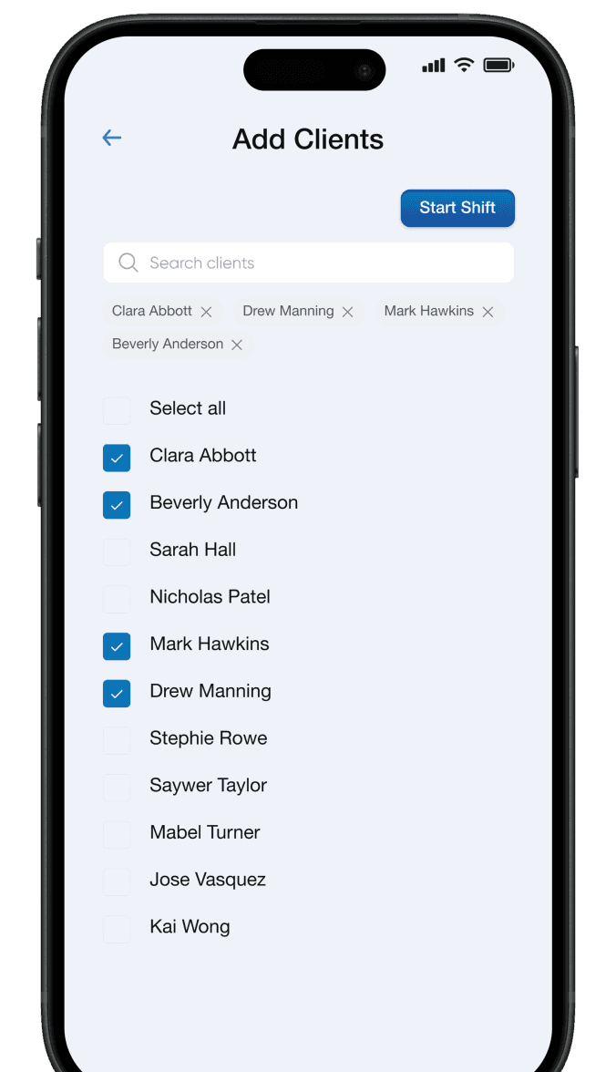 Impromptu shifts in mobile app.
