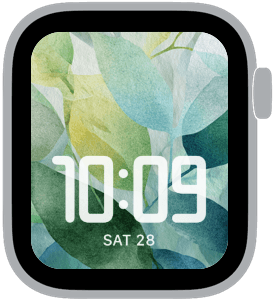 verdant wash Apple Watch face preview 4 featuring floral, watercolor, gradient, and spring.