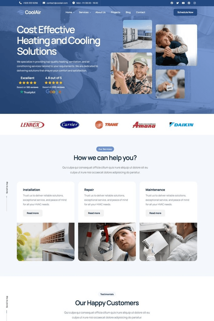 web design for an HVAC company