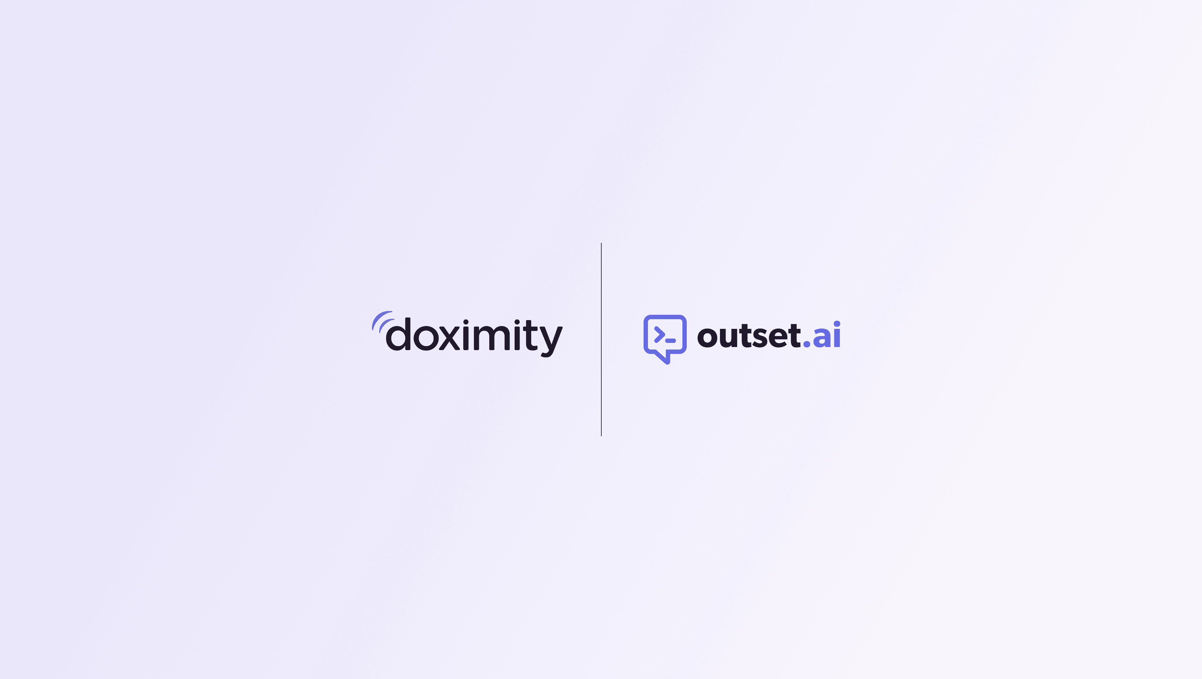 Doximity logo next to the Outset logo on a gradient background