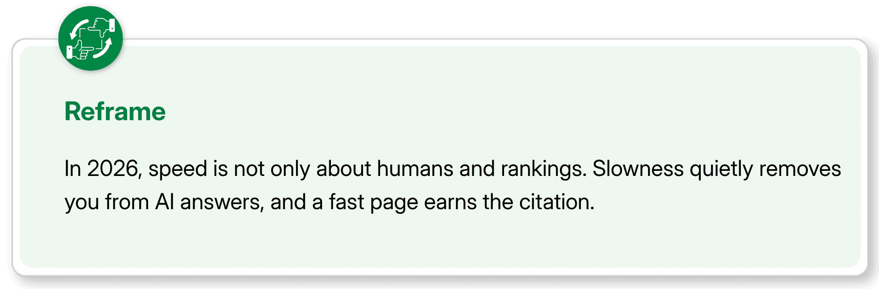 Speed helps pages earn AI citations.