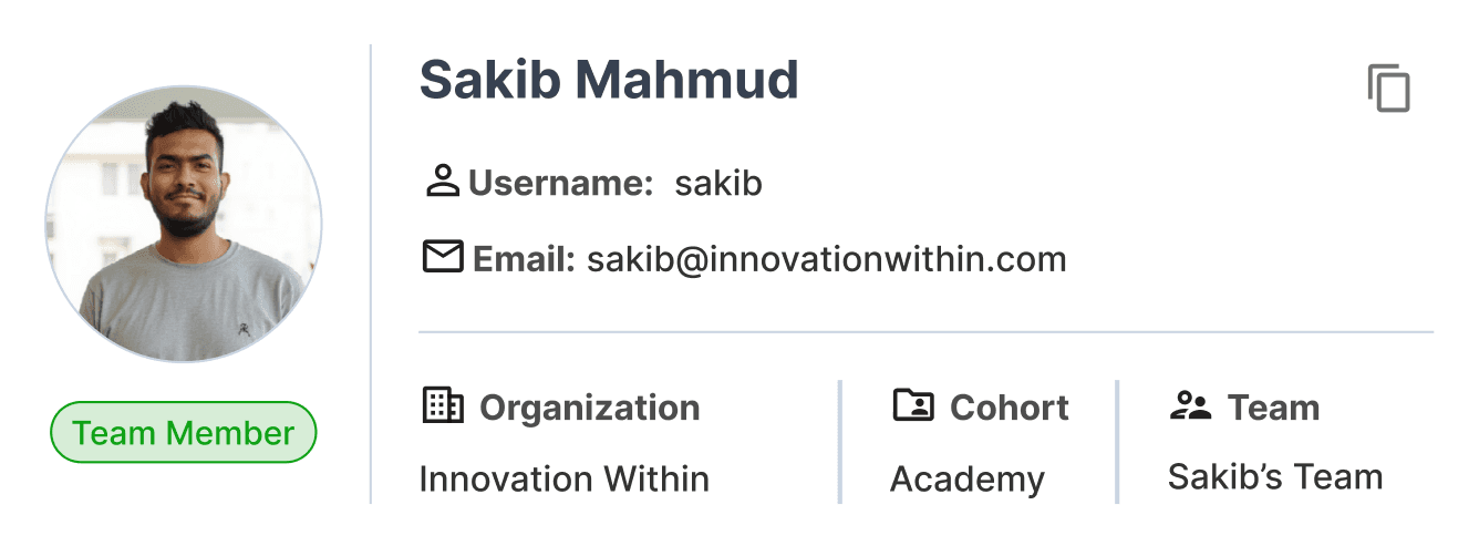 User Details Panel - Innovation Within