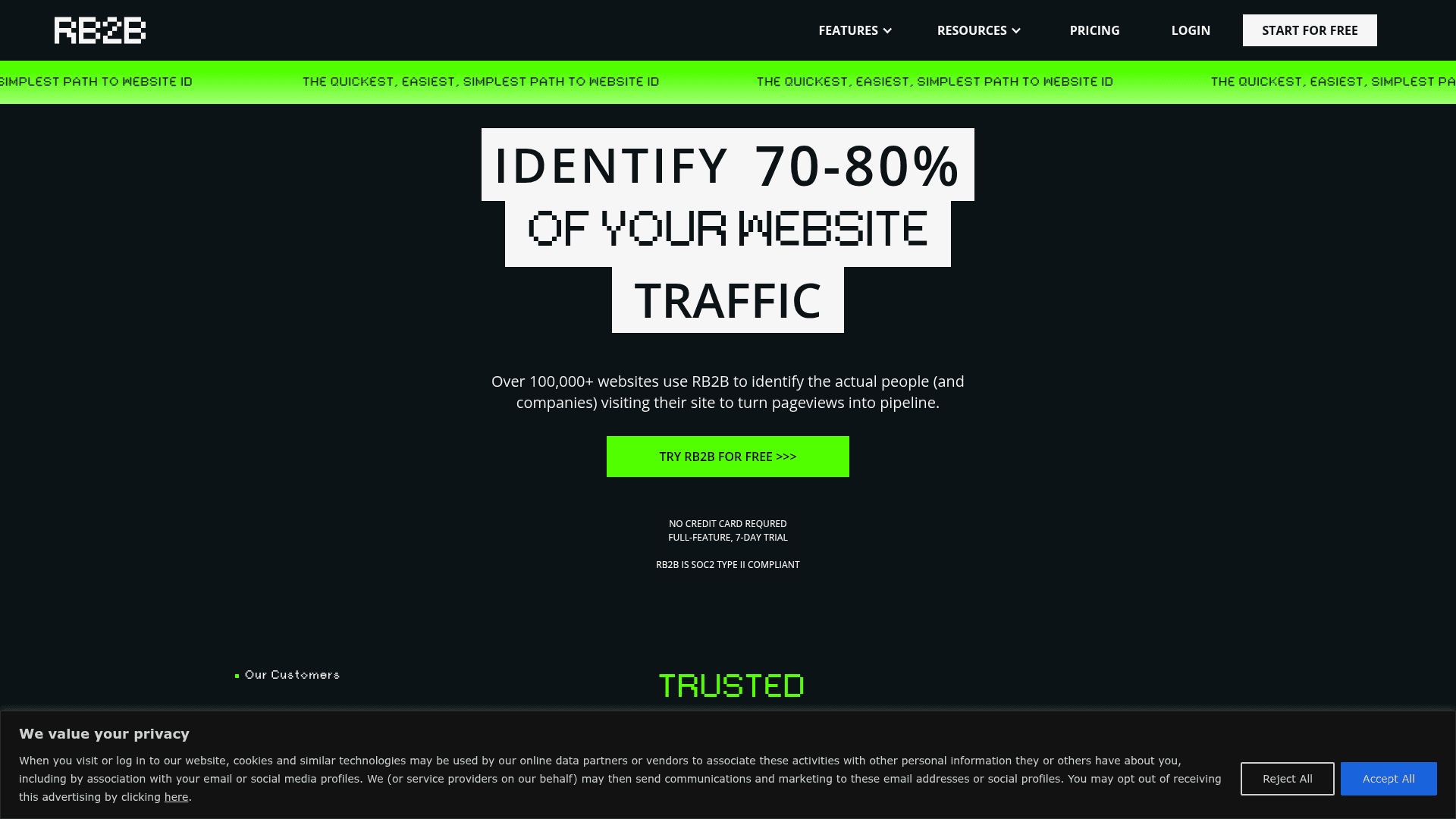 Screenshot of https://www.rb2b.com