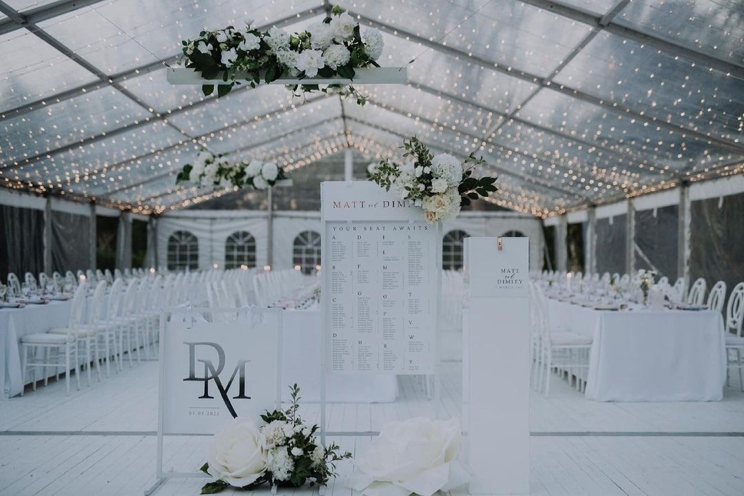 Wedding reception table set up