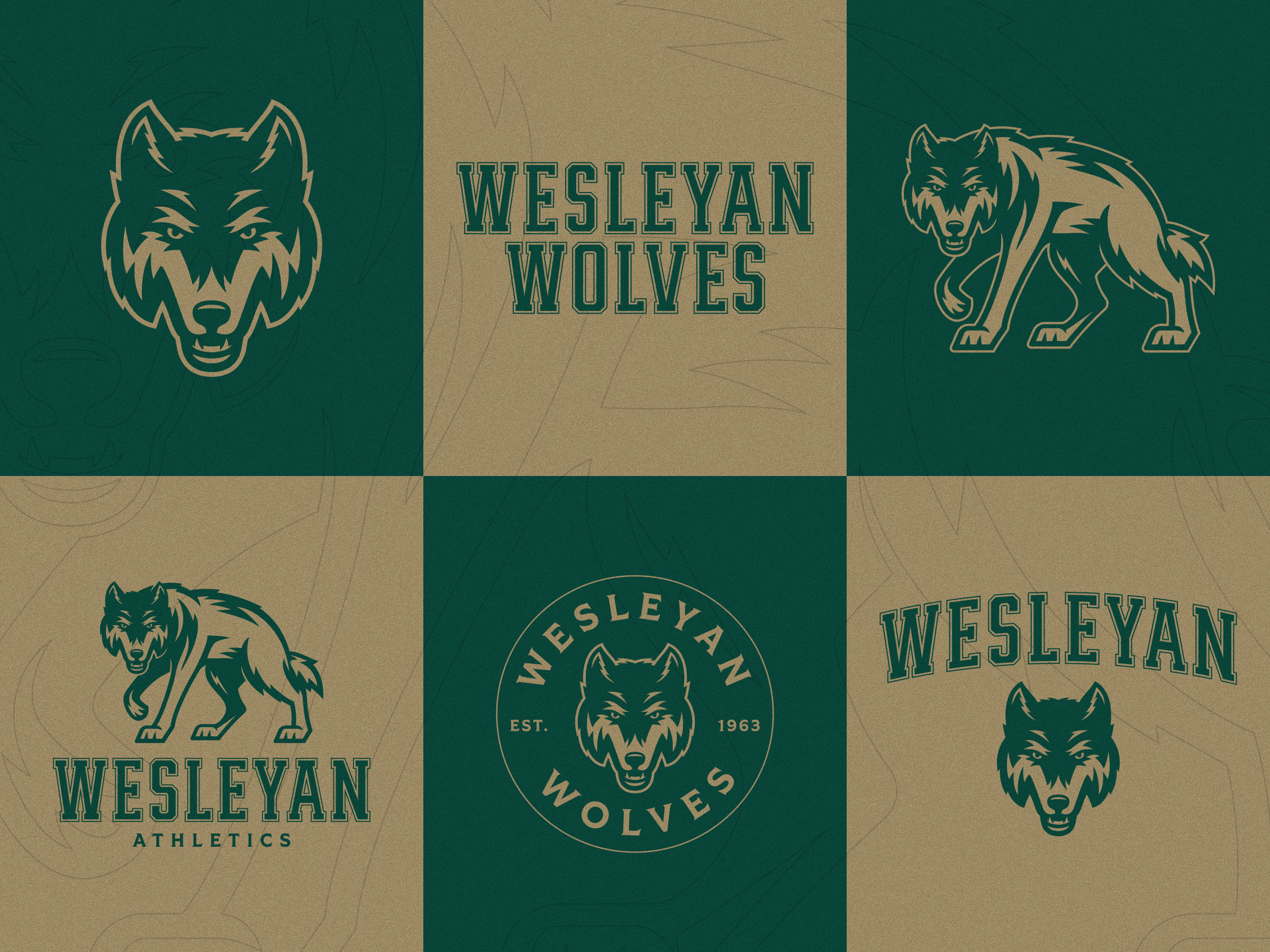 Wesleyan Wolves one color logo versions.