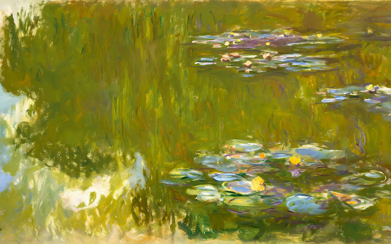 Water lilies on a pond, inspired by Monet's series, at Albertina Museum.