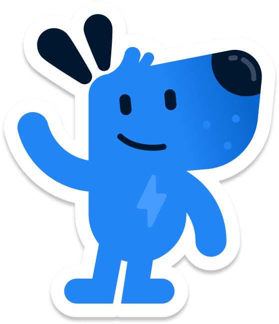 sticker Movi mascotte di Carmove che saluta, puoi trascinarlo e spostarlo