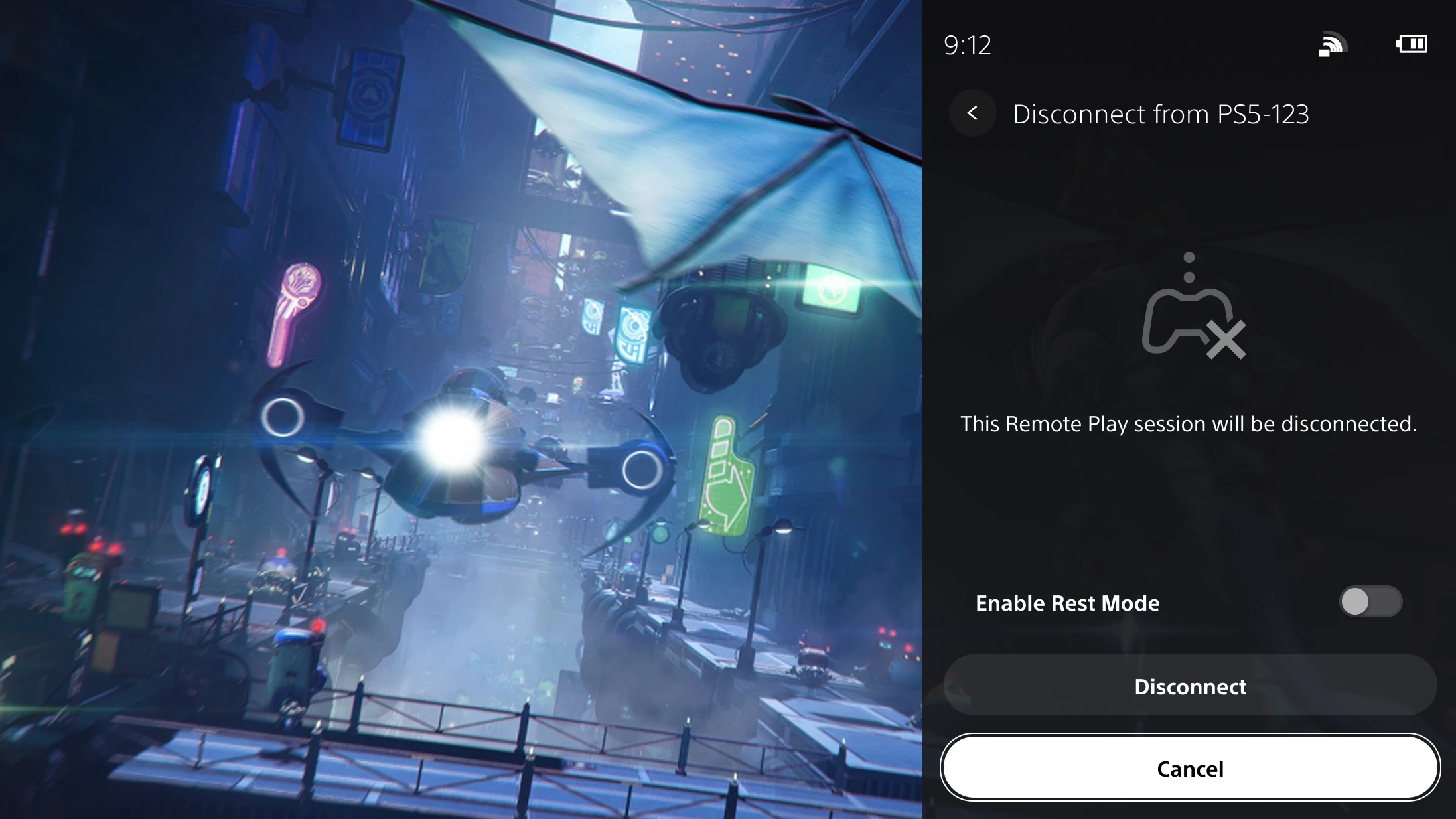 Disconnect: put the PS5 in rest mode in the same step.