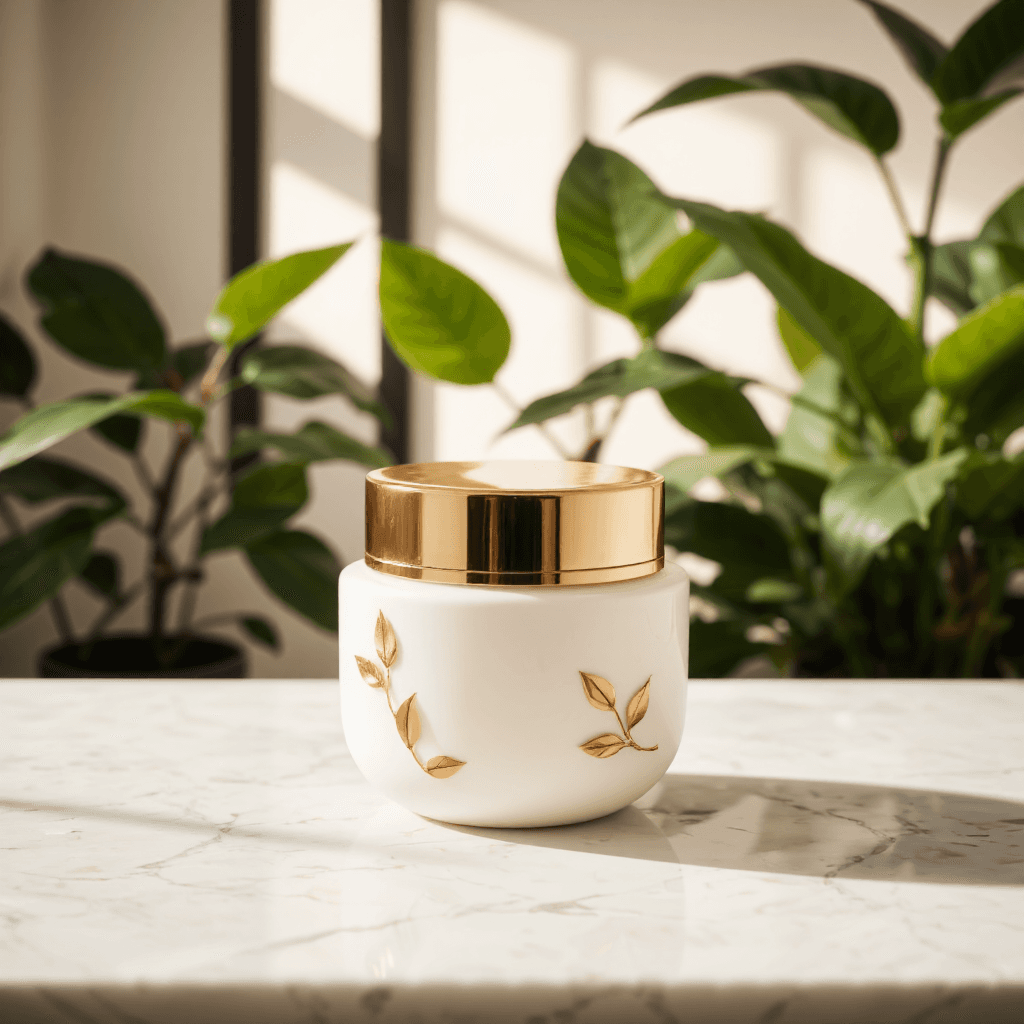 product photography of a jar of skincare cream