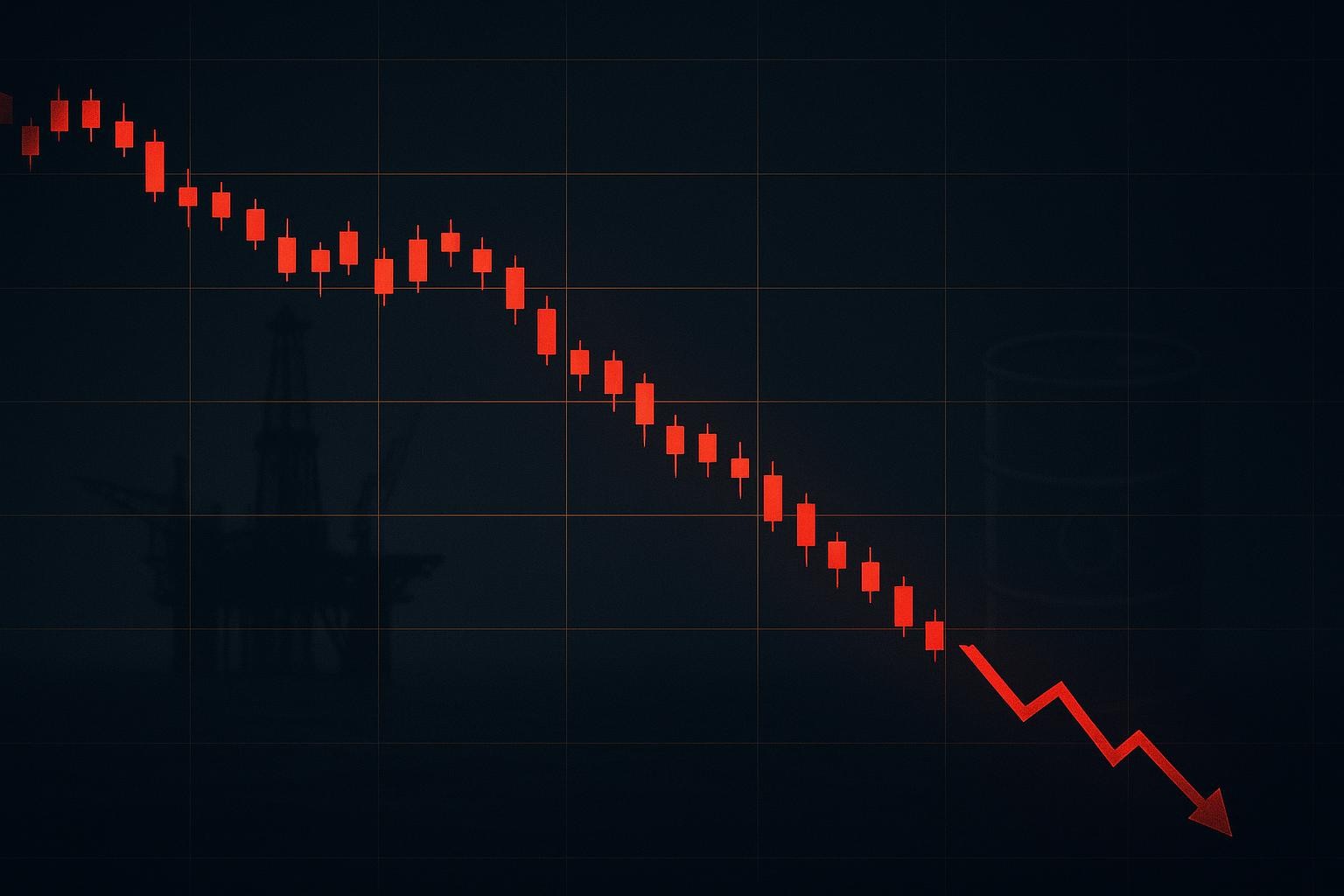 Roter Abwärtstrend-Chart symbolisiert DAX-Kursrückgang durch steigende Ölpreise infolge der Iran-Krise
