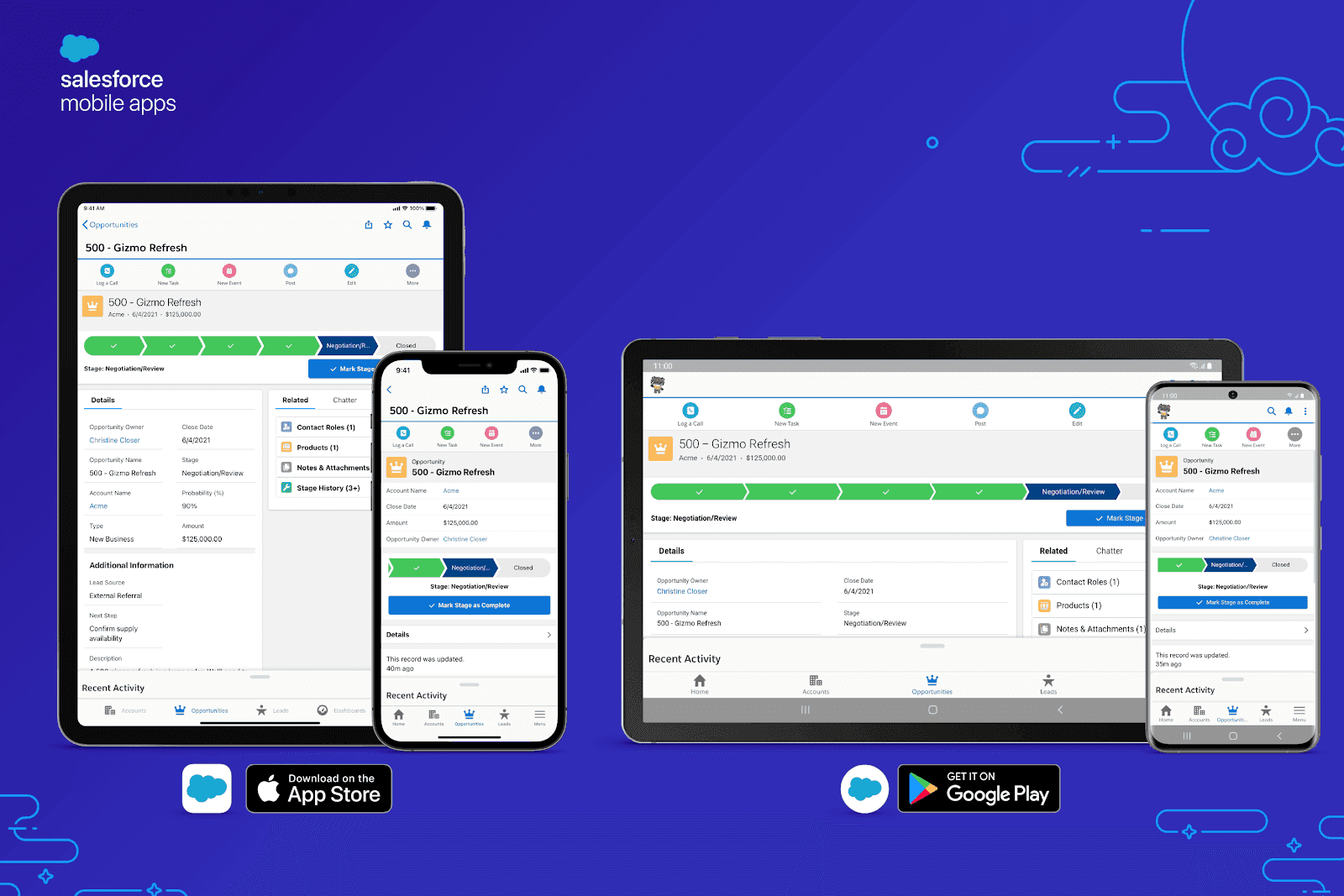 Image displaying the mobile apps of Salesforce