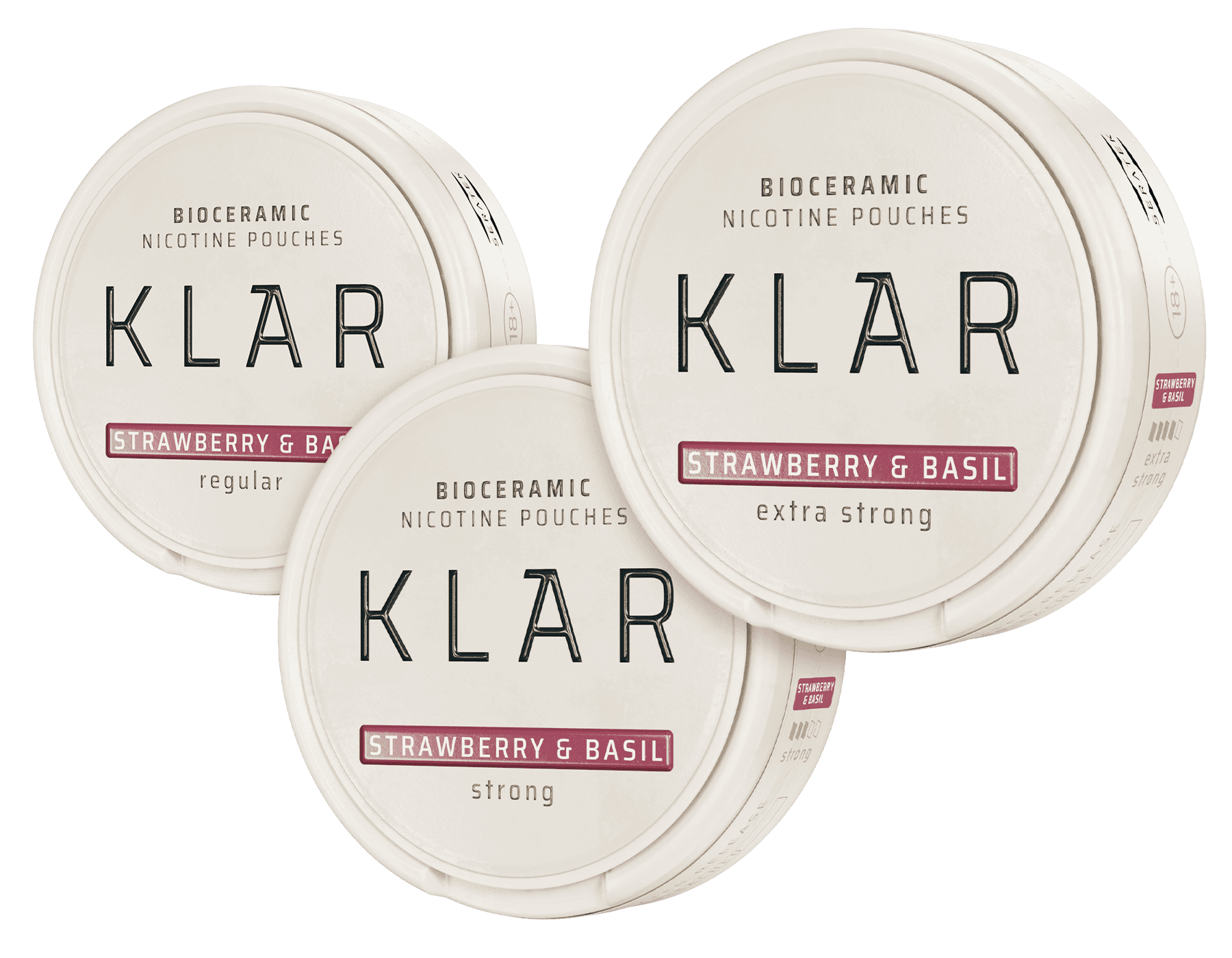 KLAR Bioceramic nicotine pouches in strawberry & basil flavour