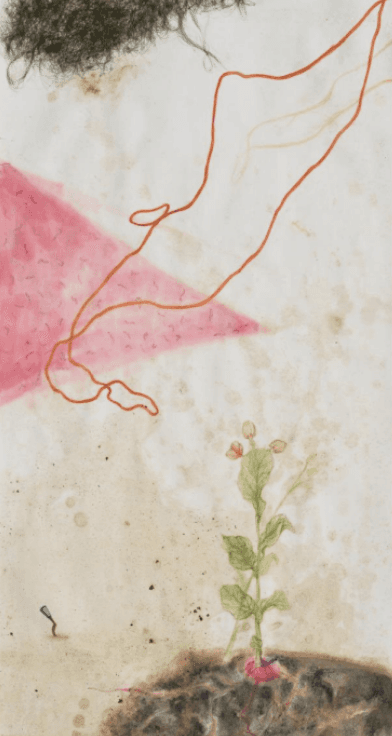 herd of sheep on road painting