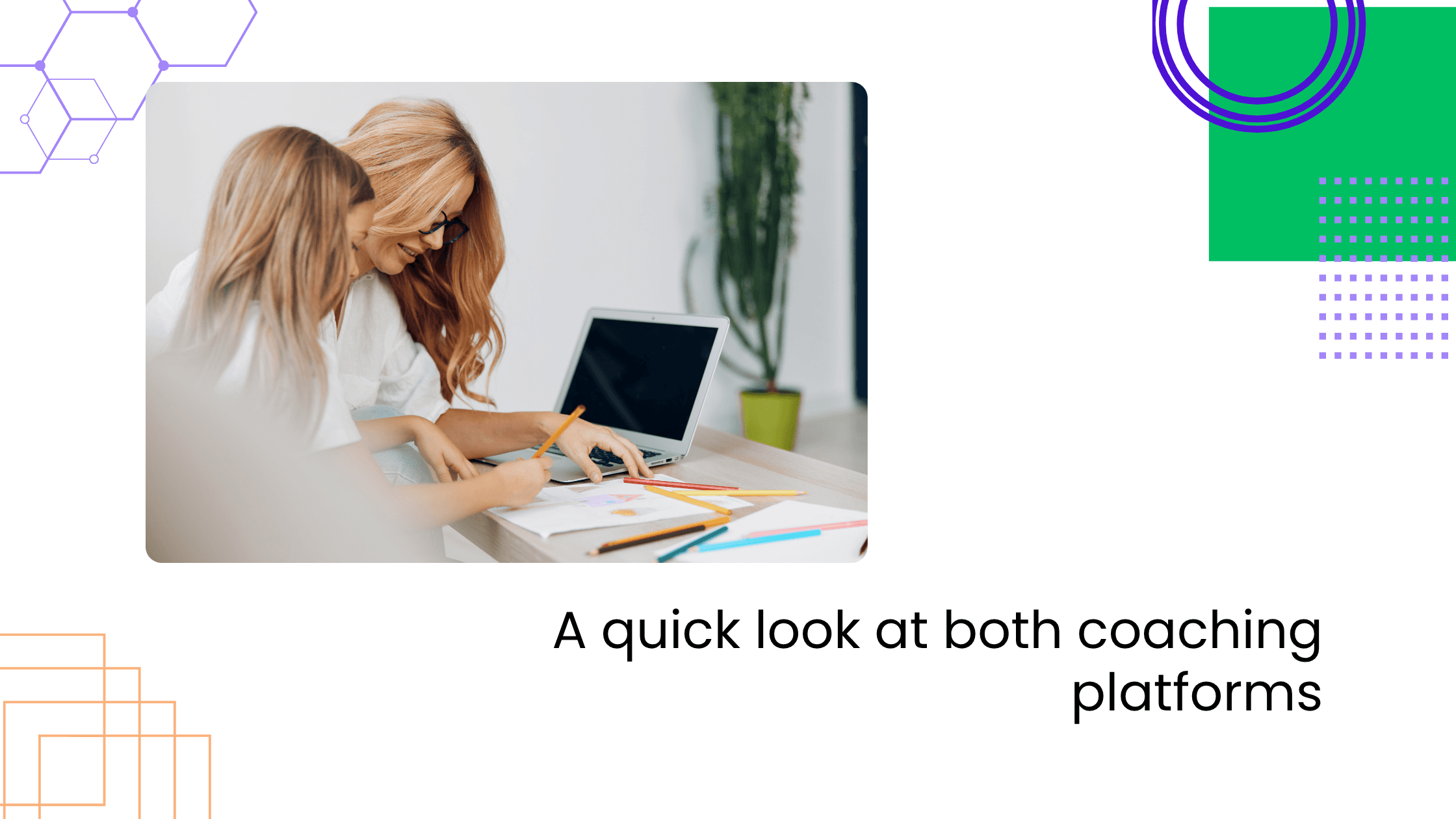 Two women working on a laptop in a creative introducing coaching and community platform comparisons.