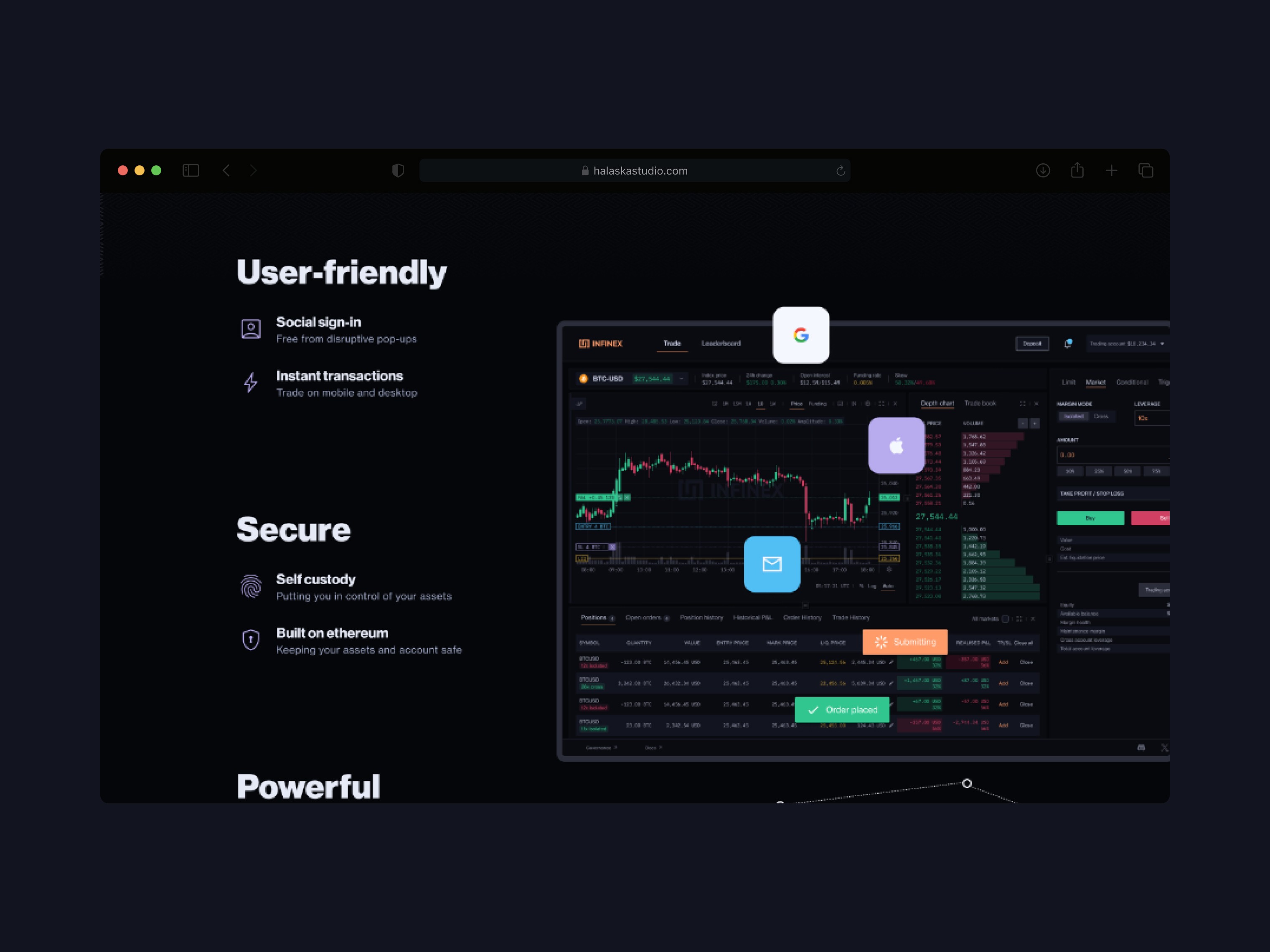 Infinex Decentralized exchange web3 ux design margin