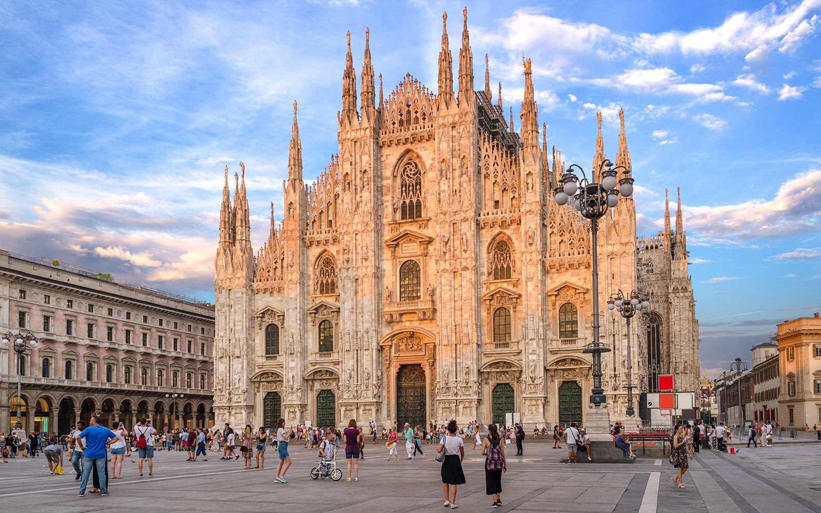 Crowd in front of Duomo Cathedral, Milan.