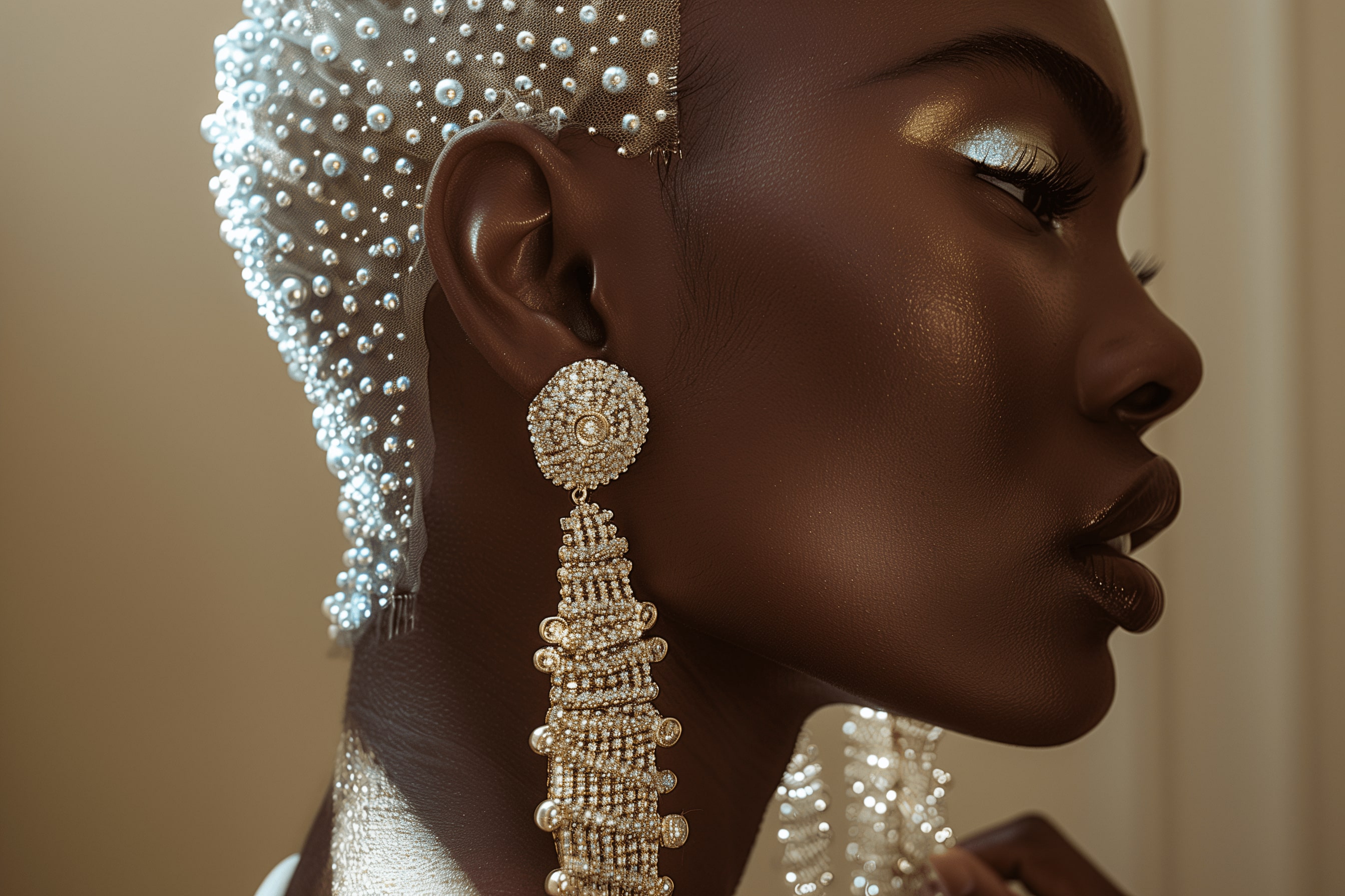 A woman wearing earing