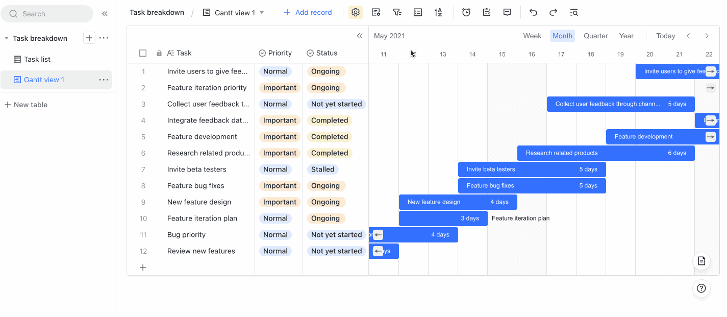 Image of Lark showcasing Gantt charts, task automation, and collaboration features.