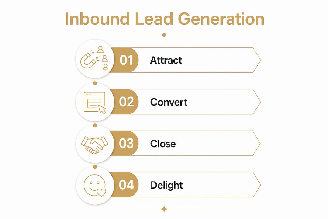 Infographic illustrating inbound lead generation stages