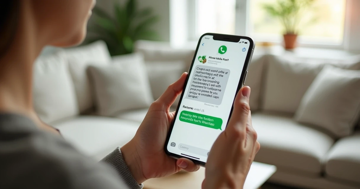 Paciente segurando o celular visualizando mensagem do nutricionista 