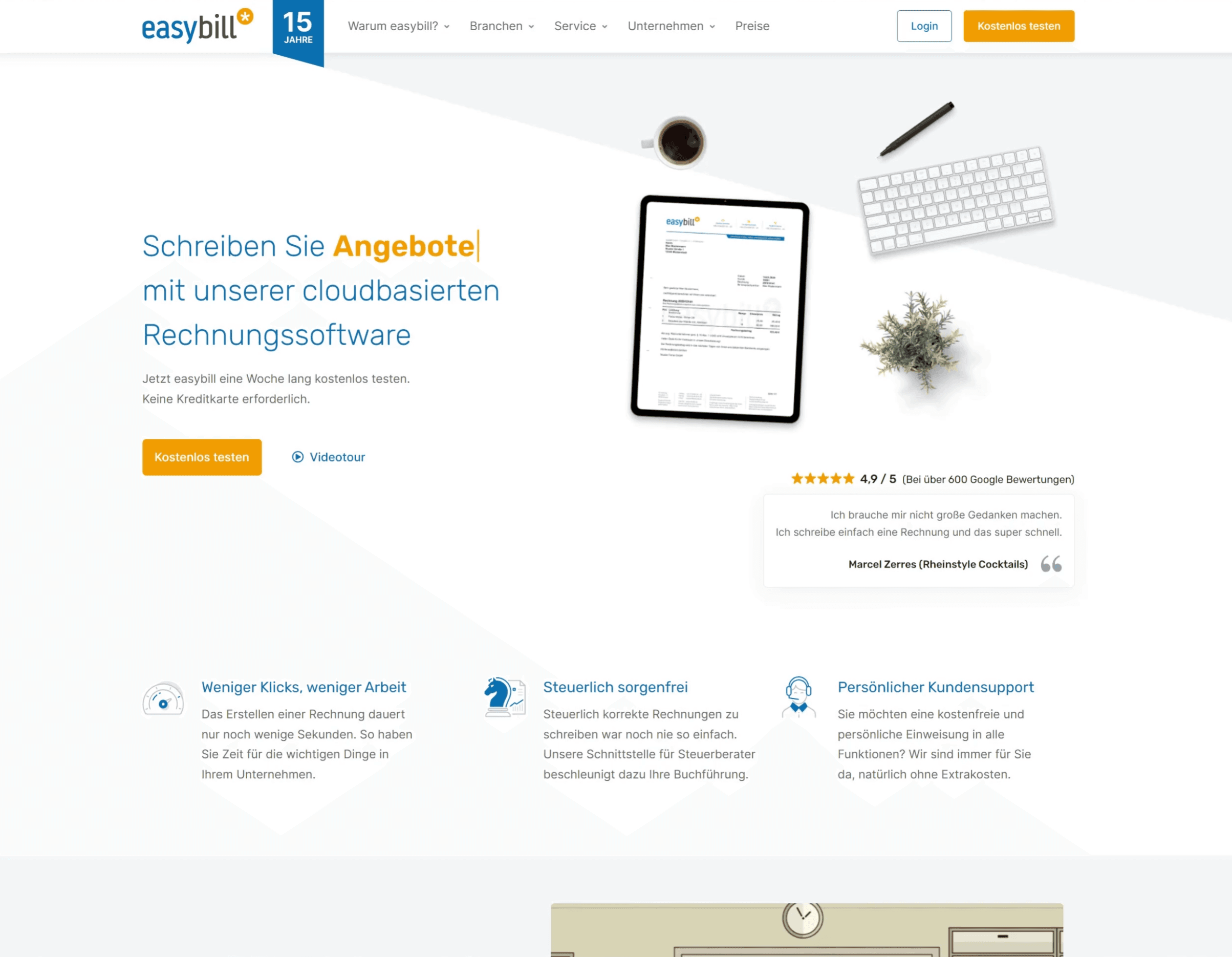 easybill's new website