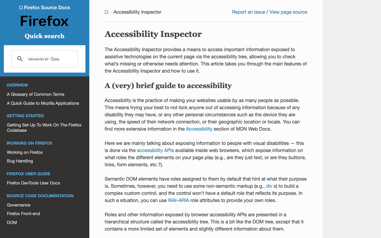 Firefox Accessibility Inspector екранна снимка