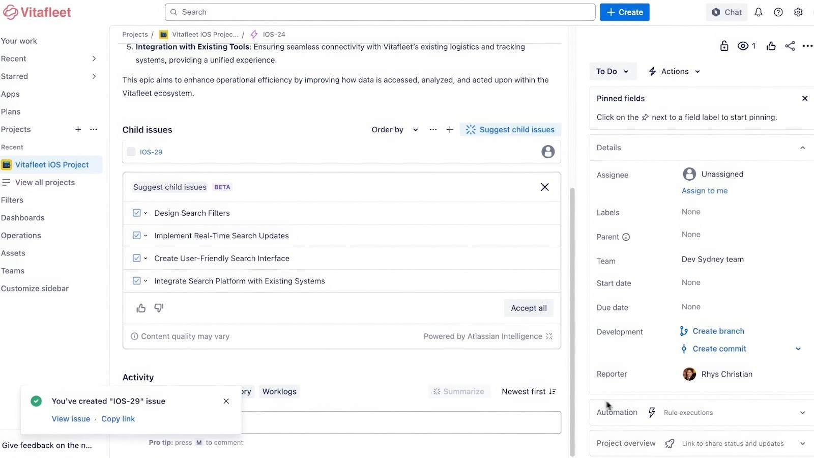 Jira's dedicated issue tracking for software teams