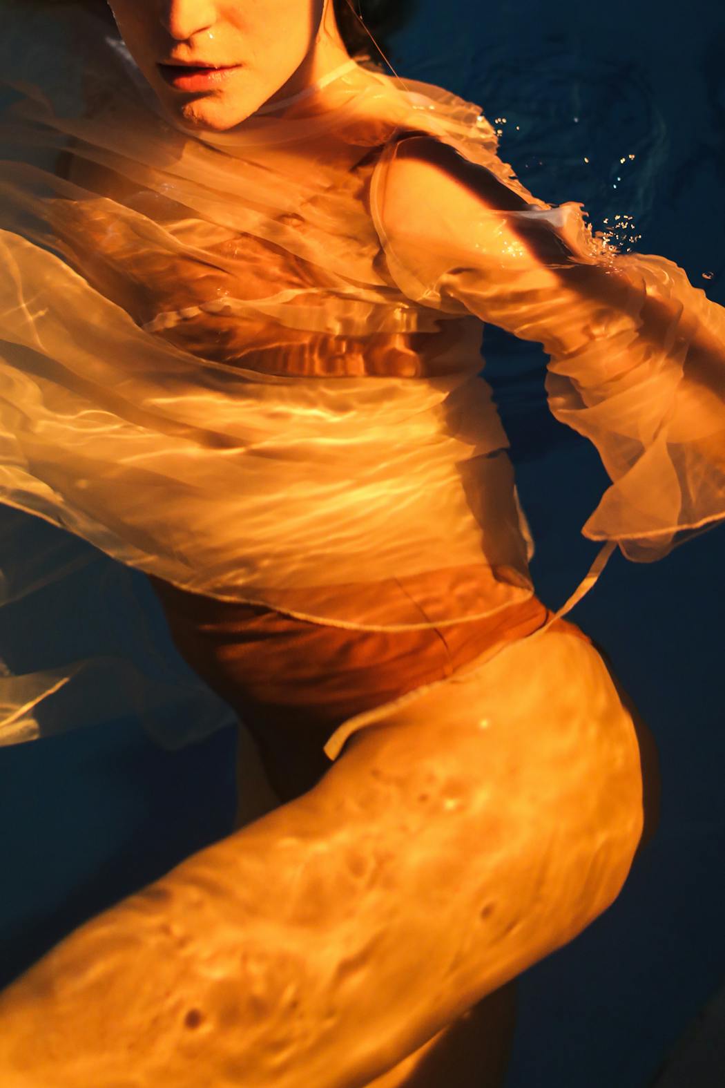 Close shot of a woman swimming