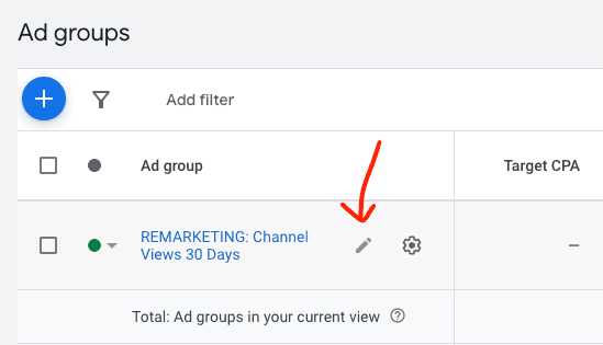 Changing the name of a YouTube ad group