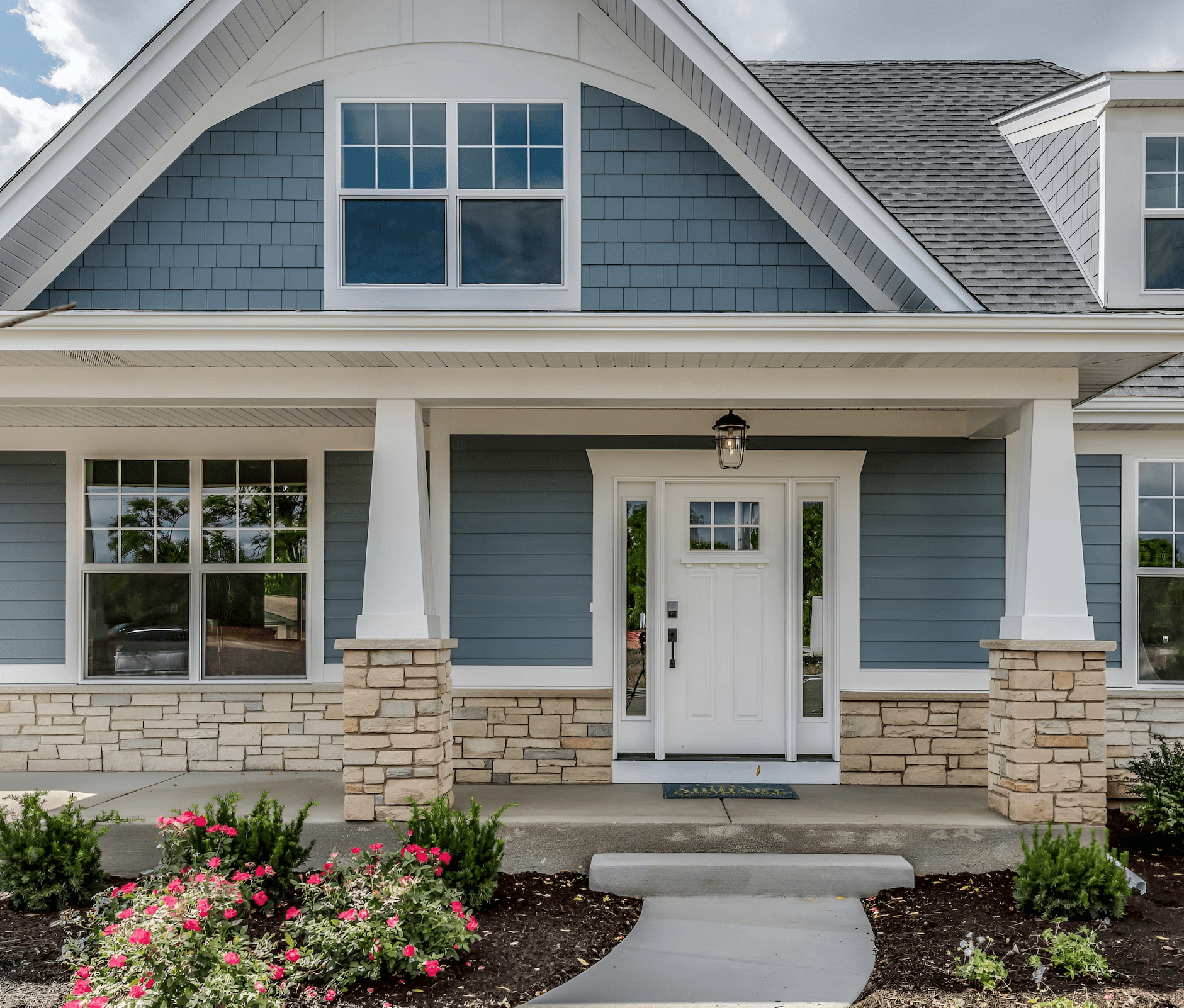 Blue and white cottage home
