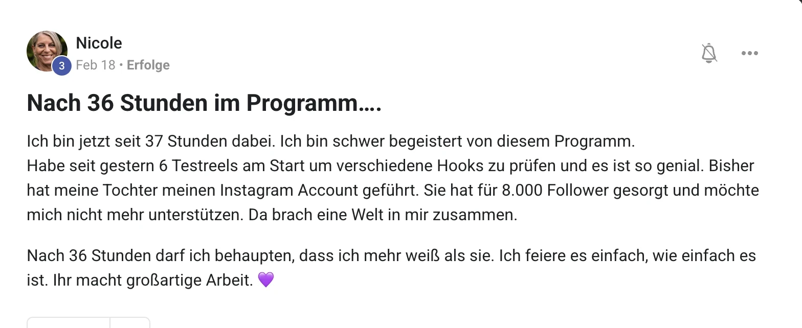 Erfahrungsbericht KI Creator Akademie: Nicole begeistert vom schnellen Lernerfolg nach 36 Stunden