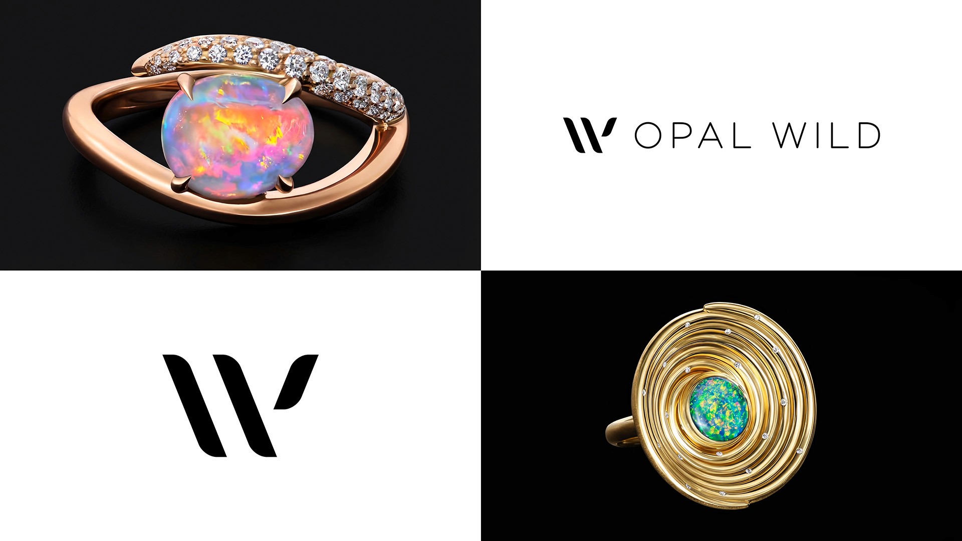 Opal Wild brand imagery with logo mark variants