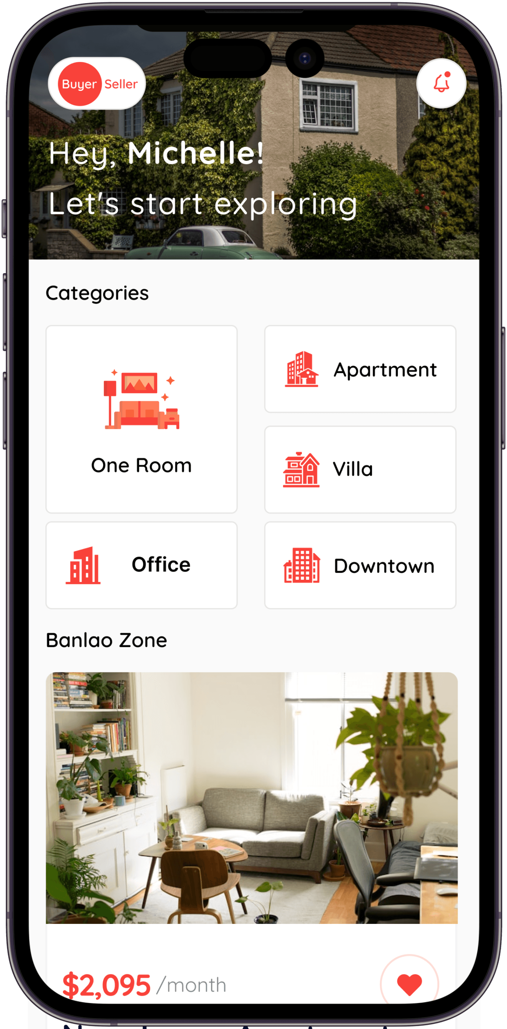Gold iPhone displaying a habit tracker app interface with cards for journaling, exercise, hydration, and meditation, set against a light grey background.