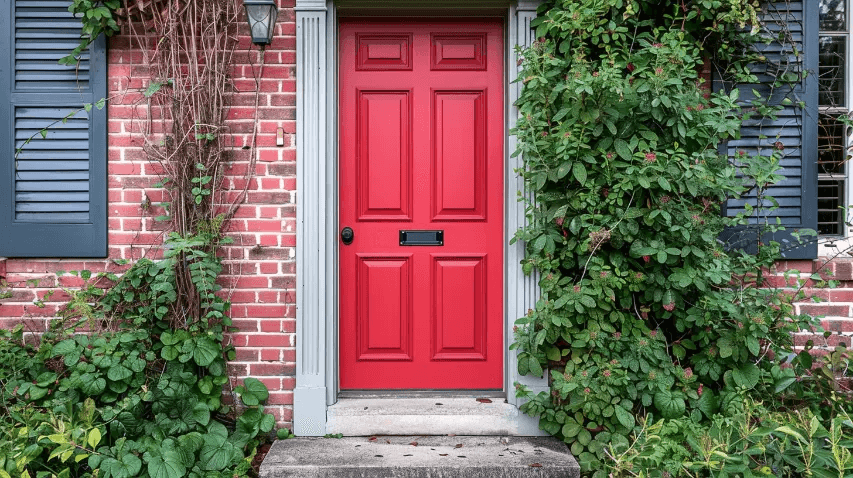 red-smooth-fiberglass-door